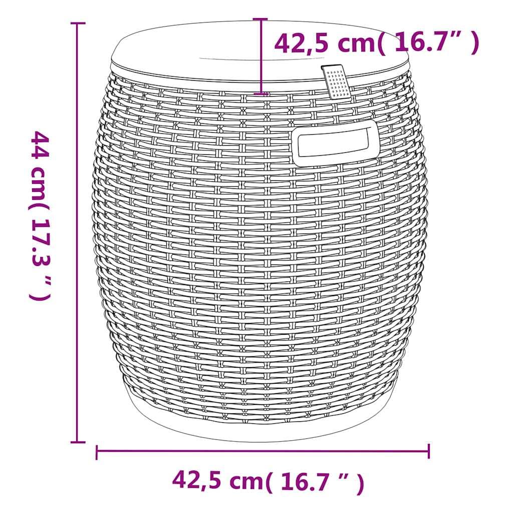 Cassapanca da giardino 4 in 1, marrone chiaro, in polipropilene con effetto rattan, 42,5 x 42,5 x 44 cm, capacità 37 litri, resistente alle intemperie e ai raggi UV, come contenitore
