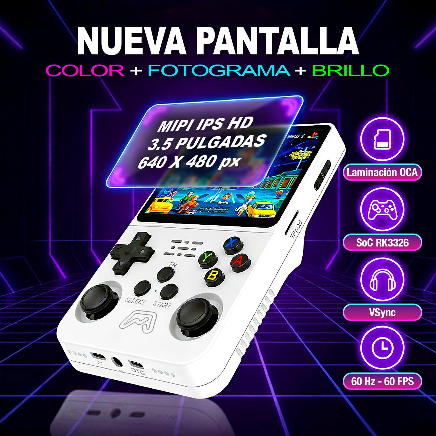 SVP Game R36S Console rétro portable avec étui et lecteur TF-USB, Original 2026, compatible avec 40 000 jeux, panneau IPS 3,5", Linux, x2 fentes TF, Bat. 3500 mAh (bleu, 128 Go, Pack Ultra)