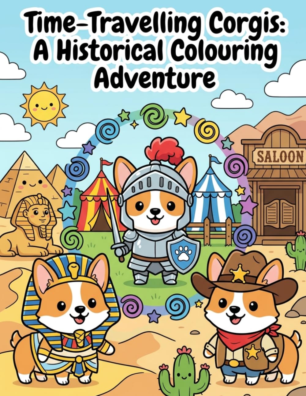 Time-Travelling Corgis: A Historical Colouring Adventure