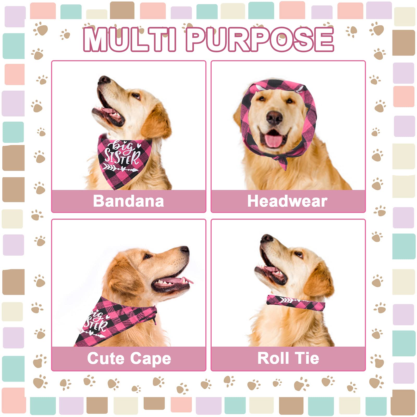 3er Set Hundehalstücher Bandana Mit Doppelknöpfen - Verstellbar & Atmungsaktiv Für Kleine Und Mittelgroße Hunde (Khaki + Cremeweiß + Grün)
