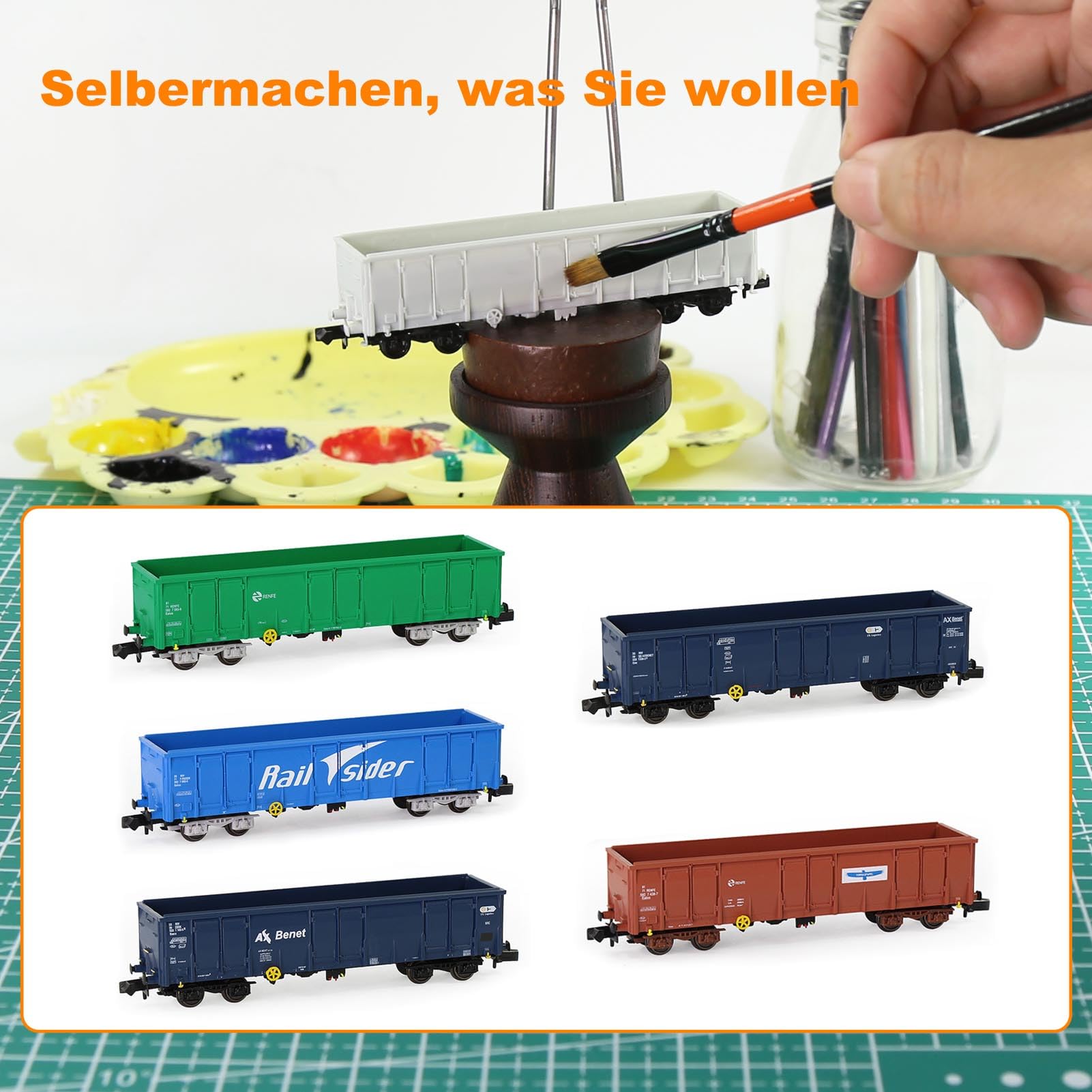 Evemodel 1 Set Spur N 1:160 Unmontierter Gondelwagen DIY Modellwagen (Gondelwagen)