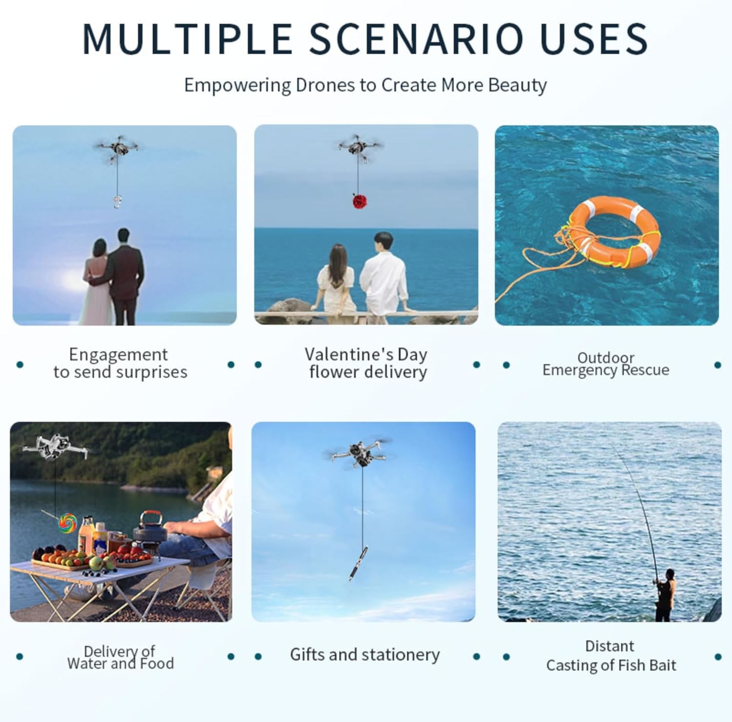 Drone Drop Release Airdrop Device for DJI Mini 4 Pro, Delivery Device Wedding Drone Bait Release