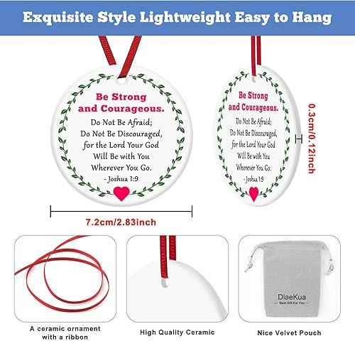 Vista 3 de Regalos de aliento cristiano para mujeres y hombres, adorno de Navidad, regalo inspirador de versículo bíblico, regalo de bautismo Josué 1:9 para Sé
