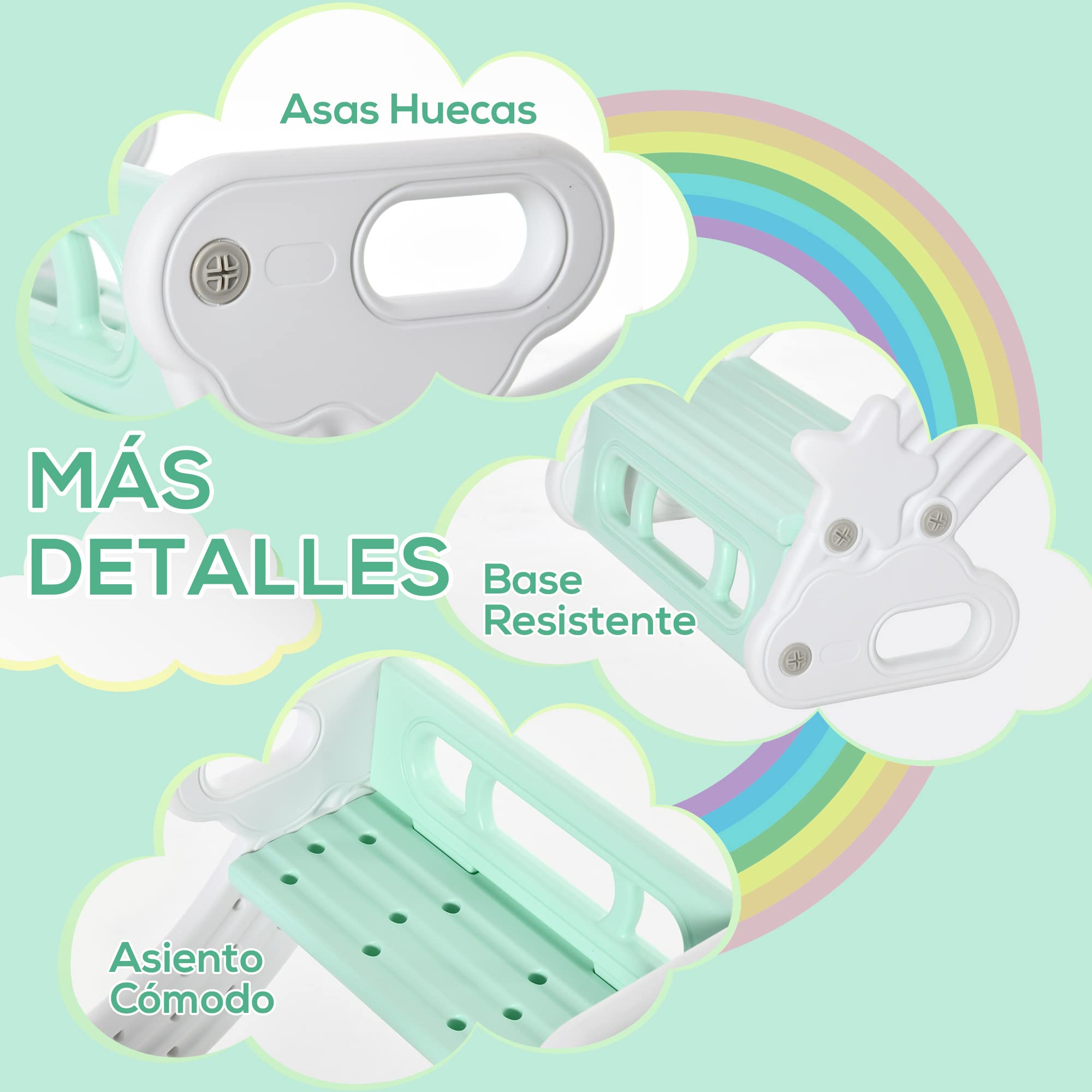 HOMCOM Balancín Mecedora para Niños de +18 Meses Balancín Infantil Multiuso Mesa y Silla Infantil con Reposabrazos 100x54x42 cm Gris