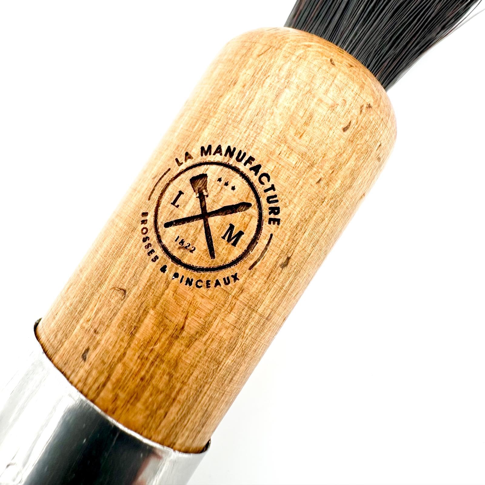 Brosse à Champignons et Légumes Double Face Bois de Hêtre Fibres de Tampico Crin de Cheval Virole Inox