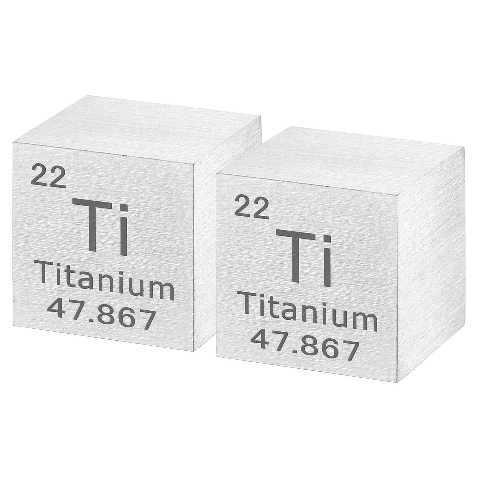 uxcell 2 Pcs Titanium Cube, 1 Inch High Density Metal Element Cube Metal Density Cube for Chemical Elements Collection Science Education Experiment Application, Silver