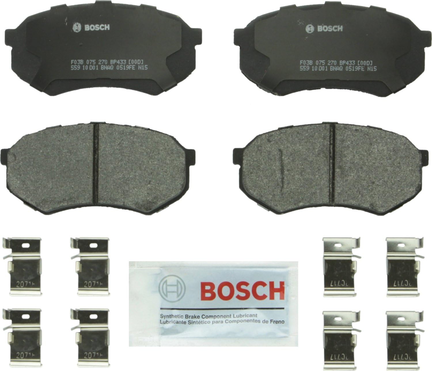 BOSCH BP433 QuietCast Premium Semi-Metallic Disc Brake Pad Set - Compatible with Select Chrysler Conquest; Mitsubishi Starion, Fuso FE; Plymouth Conquest; Toyota Cressida, Pickup, Tacoma; FRONT