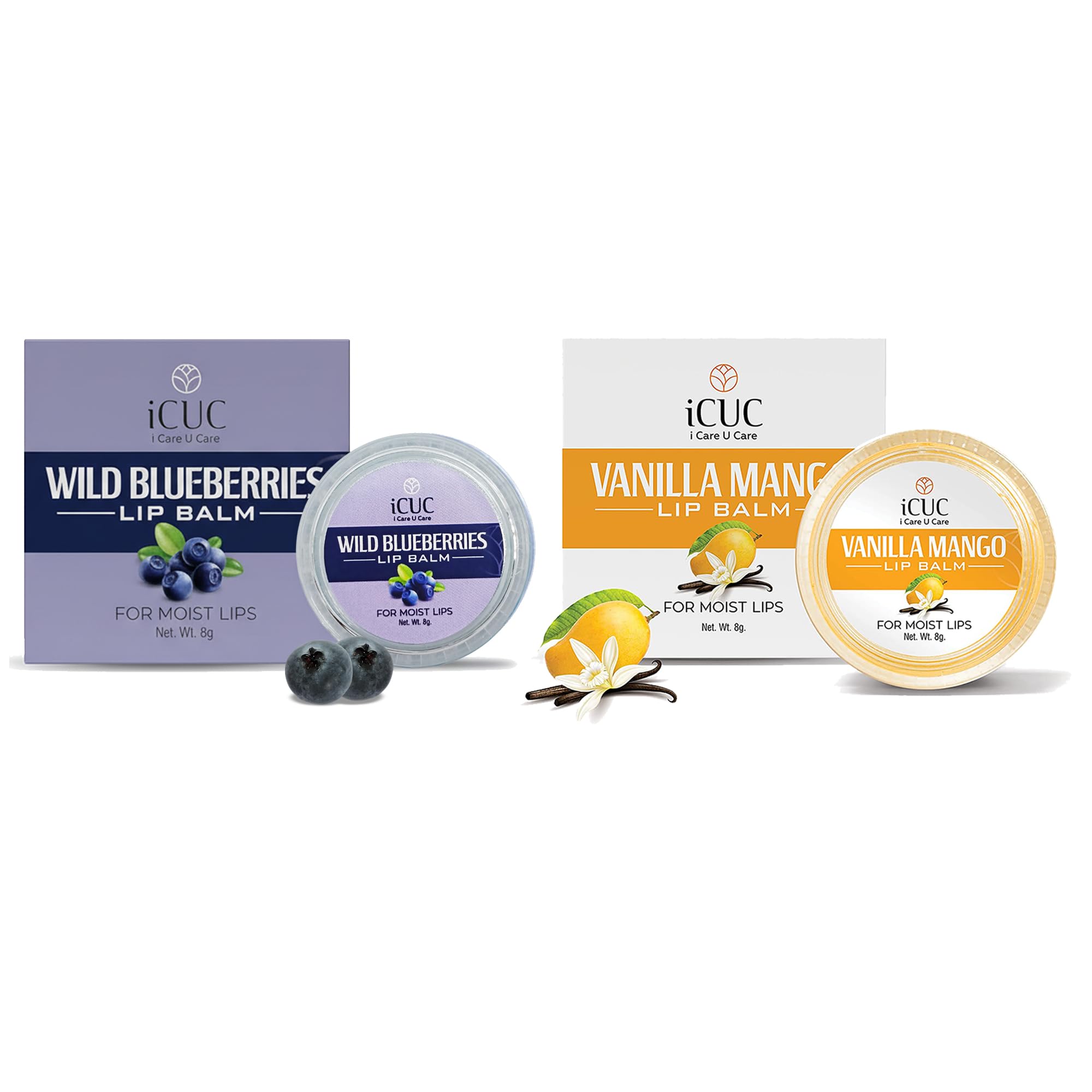 icuc Vanila Mango+wild Blue Berry Lip Balm Combo Used For Men & Women (Pack of 2), 8 g-image-47