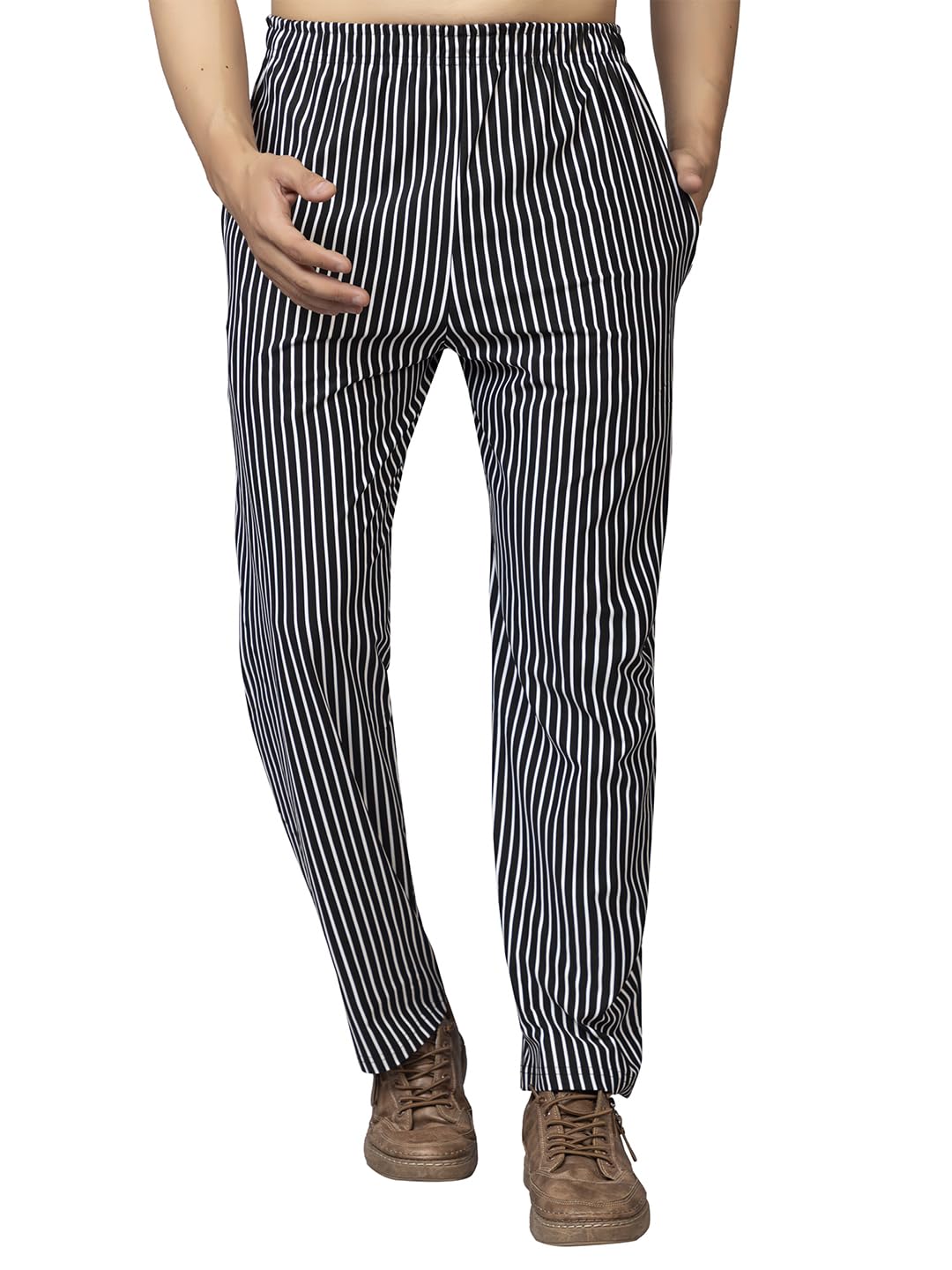xenios Men's Cotton|All Black Stripe|Regular Fit Plus Size|Formal Pant-Pant-01-Blk-picture-33