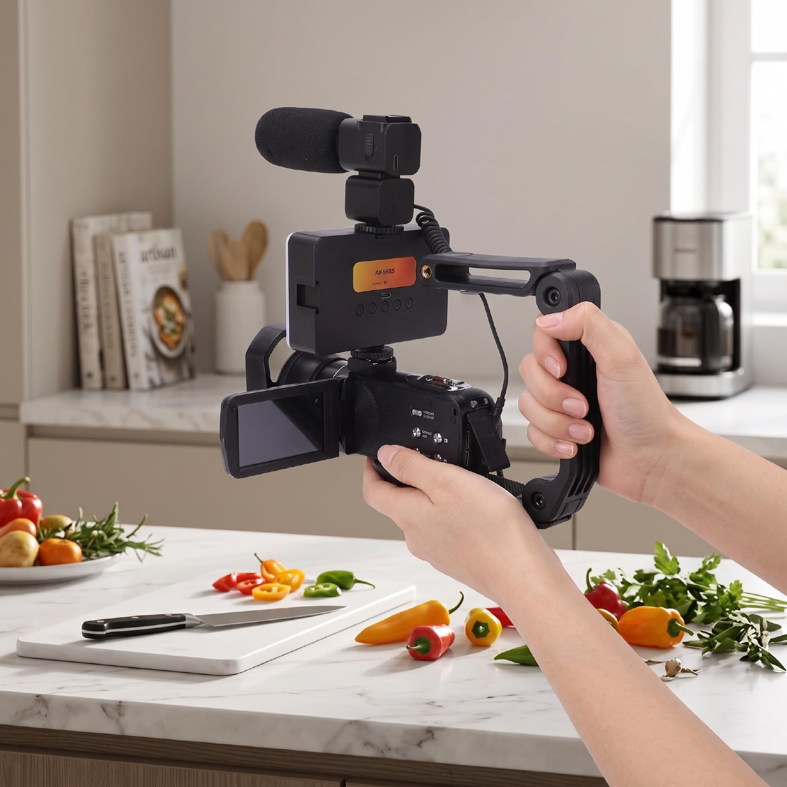 Elprico Caméra Vidéo 8K Caméscope Caméra Vlog WiFi 96MP avec Zoom 18X