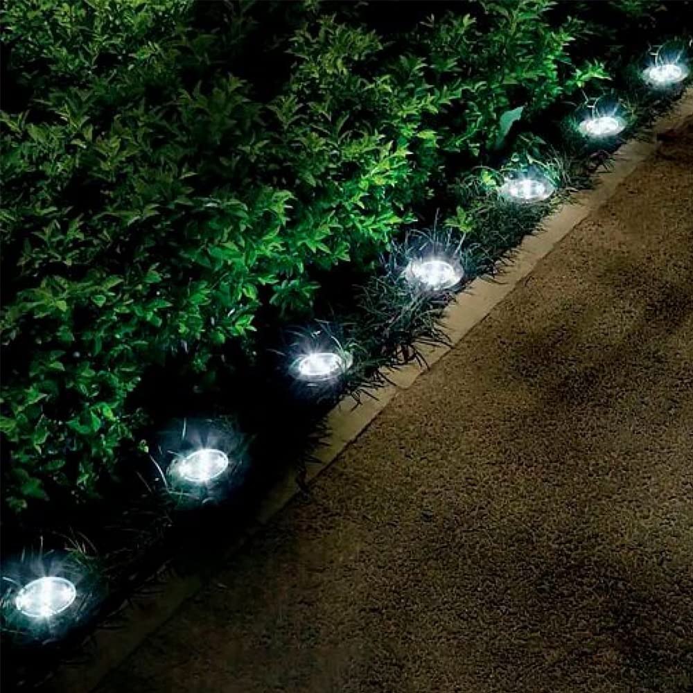 Lampade Solari da Giardino,12 LED Lampada Solare da Esterno,Luce Solare LED Esterno IP65 Impermeabile,Bianco Freddo,Faretti Solari a Led da Esterno per Prato,Giardino,Paesaggio,Scala(8 Pezzi)