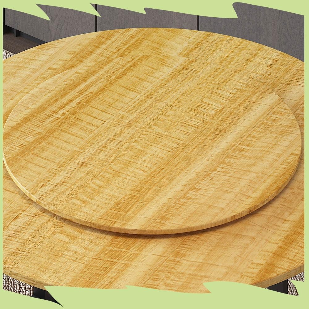 Tocadiscos de madera de 80 cm para mesa de comedor, bandeja giratoria de 100 cm, plato redondo de 60 cm, fácil de compartir alimentos, acabado de grano de madera ligera, perfecto para entretenimiento