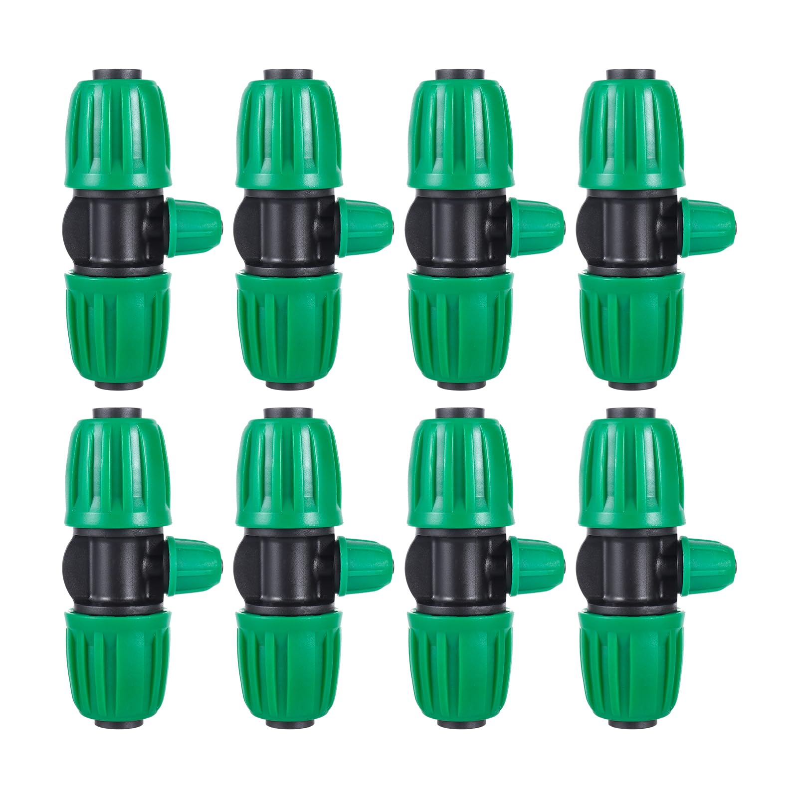 FULAIERGD10 Pcs Locked Barbed Tee 1/2 inch Tubing (1/2" ID x0.6-0.63" OD) 16mm to 1/4 inch Irrigation Tube Anti-Drop Quality Fitting (Fits 13mm ID / 4mm ID) (Green)