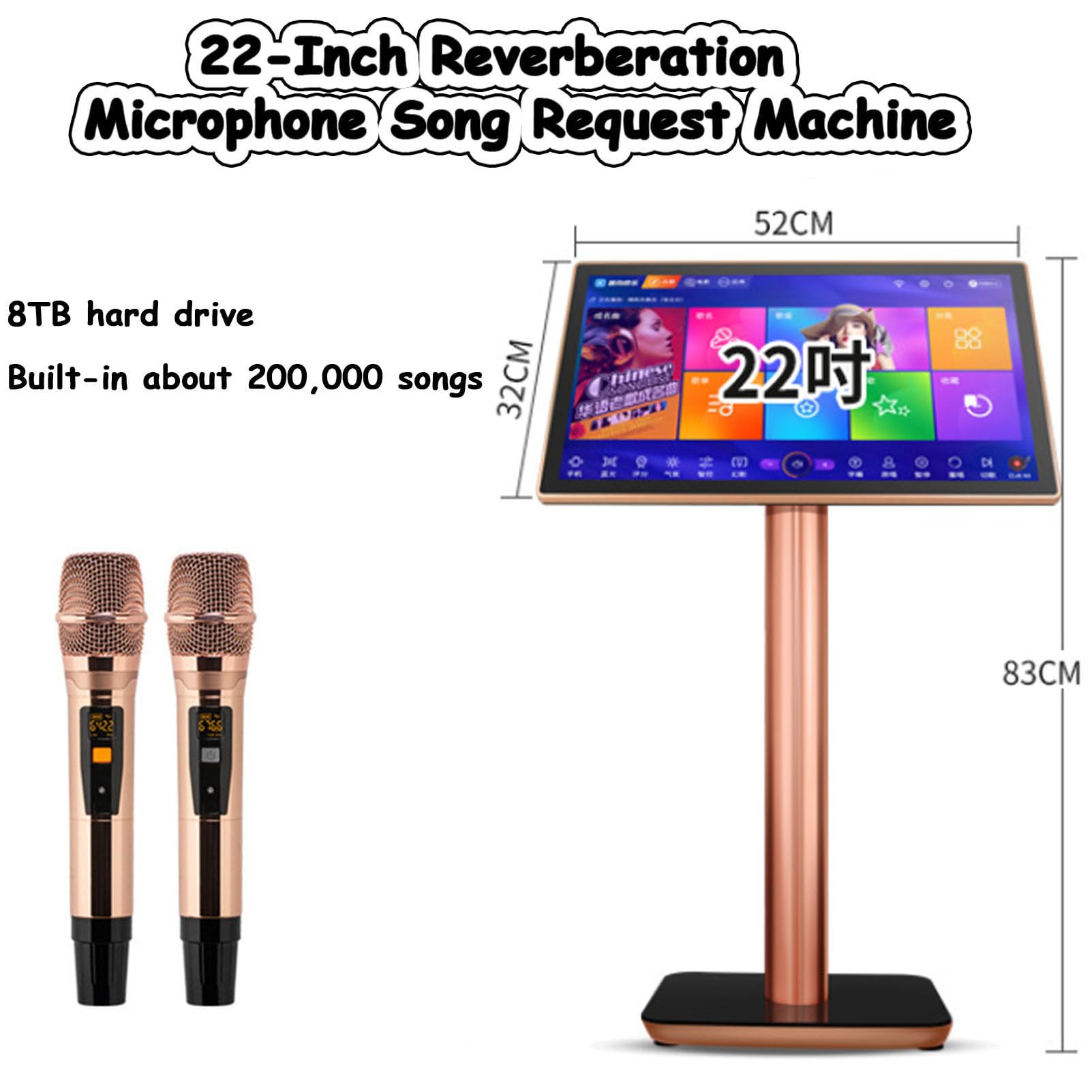 Macchina per karaoke con microfono wireless, touch screen capacitivo da 19,5 pollici, lettore Home Theater, per feste ed eventi