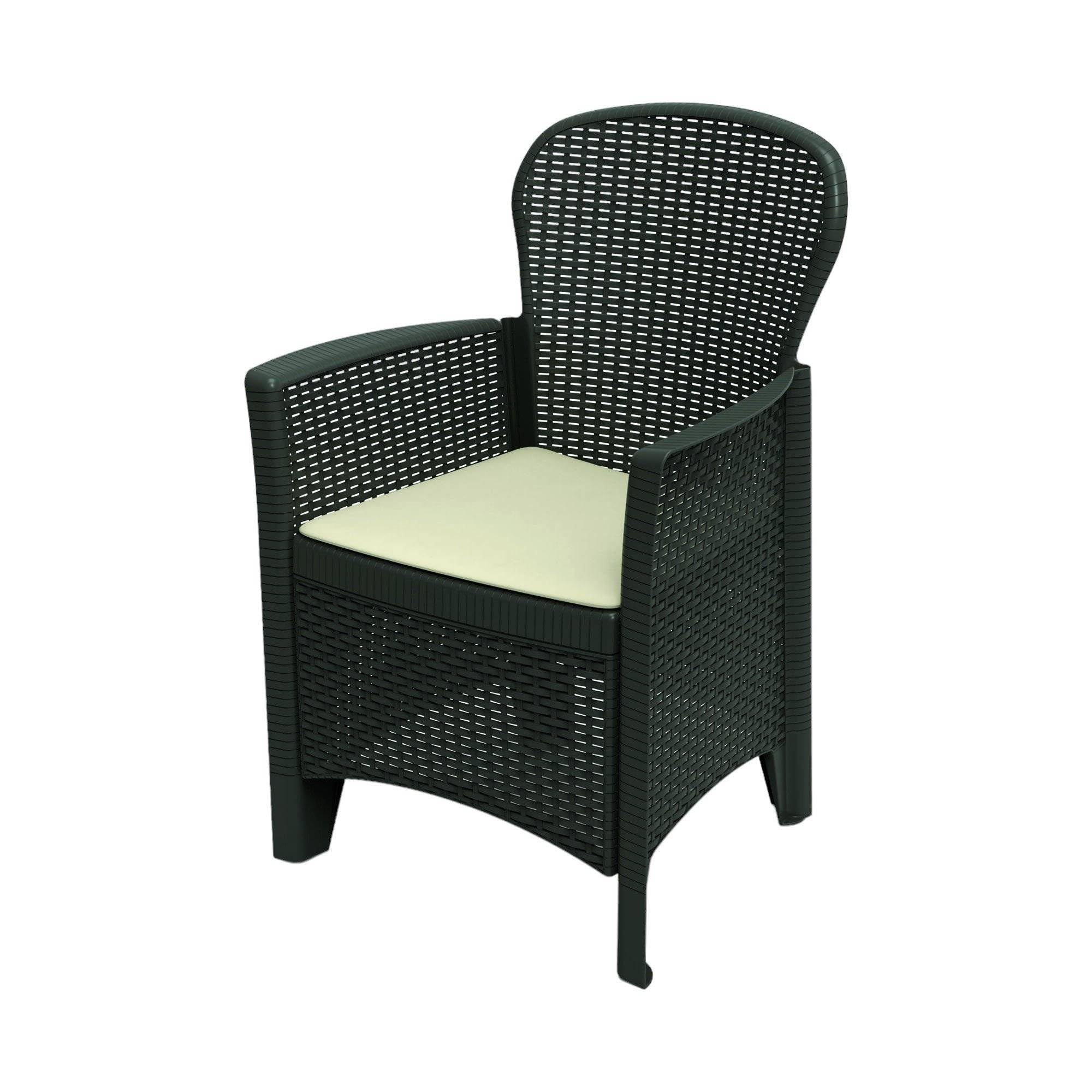Dmora - Sedia da esterno Como, Seduta da giardino, Poltrona outdoor effetto rattan, 100% Made in Italy, 59x57h85 cm, Antracite