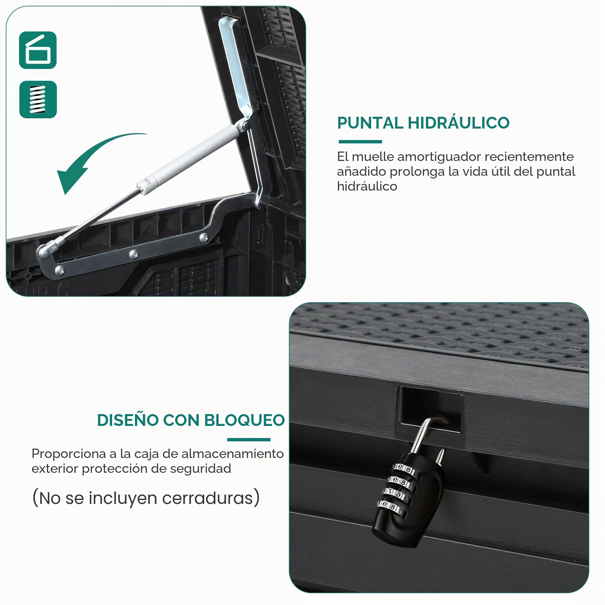 YITAHOME Caja de resina de 100 galones, resistente a la intemperie, caja de almacenamiento para exteriores e interiores con cerradura para suministros y artículos esenciales, color negro
