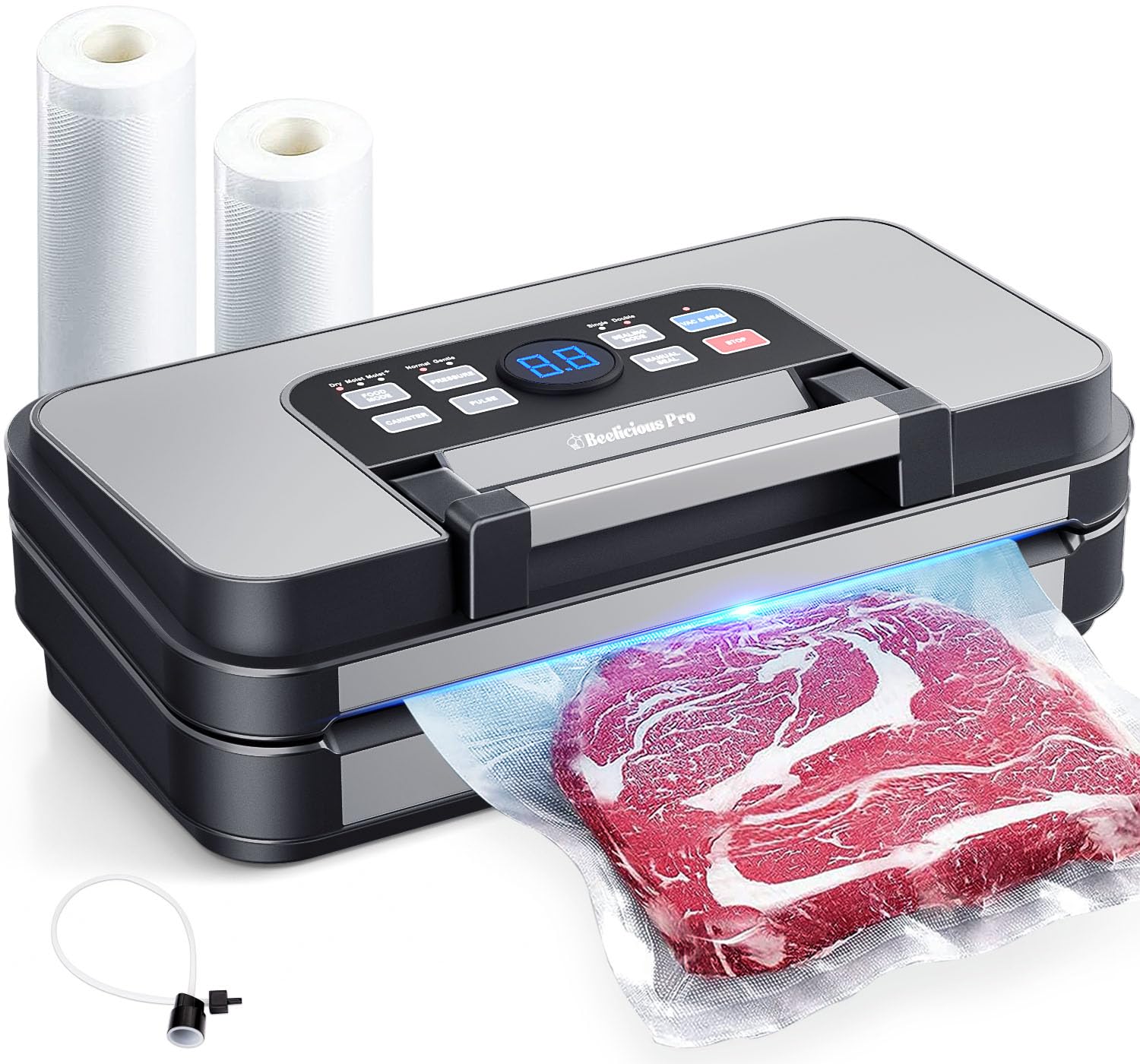 Photo 1 of 95Kpa Precision Pro Vacuum Sealer, with Double Heat Seal & Dual-Pump for Dry/Moist Food, 2X Strength, Food Vacuum Sealer Machine with Easy-Lock Handle, Built-in Cutter & Bag Storage, Dark Gray