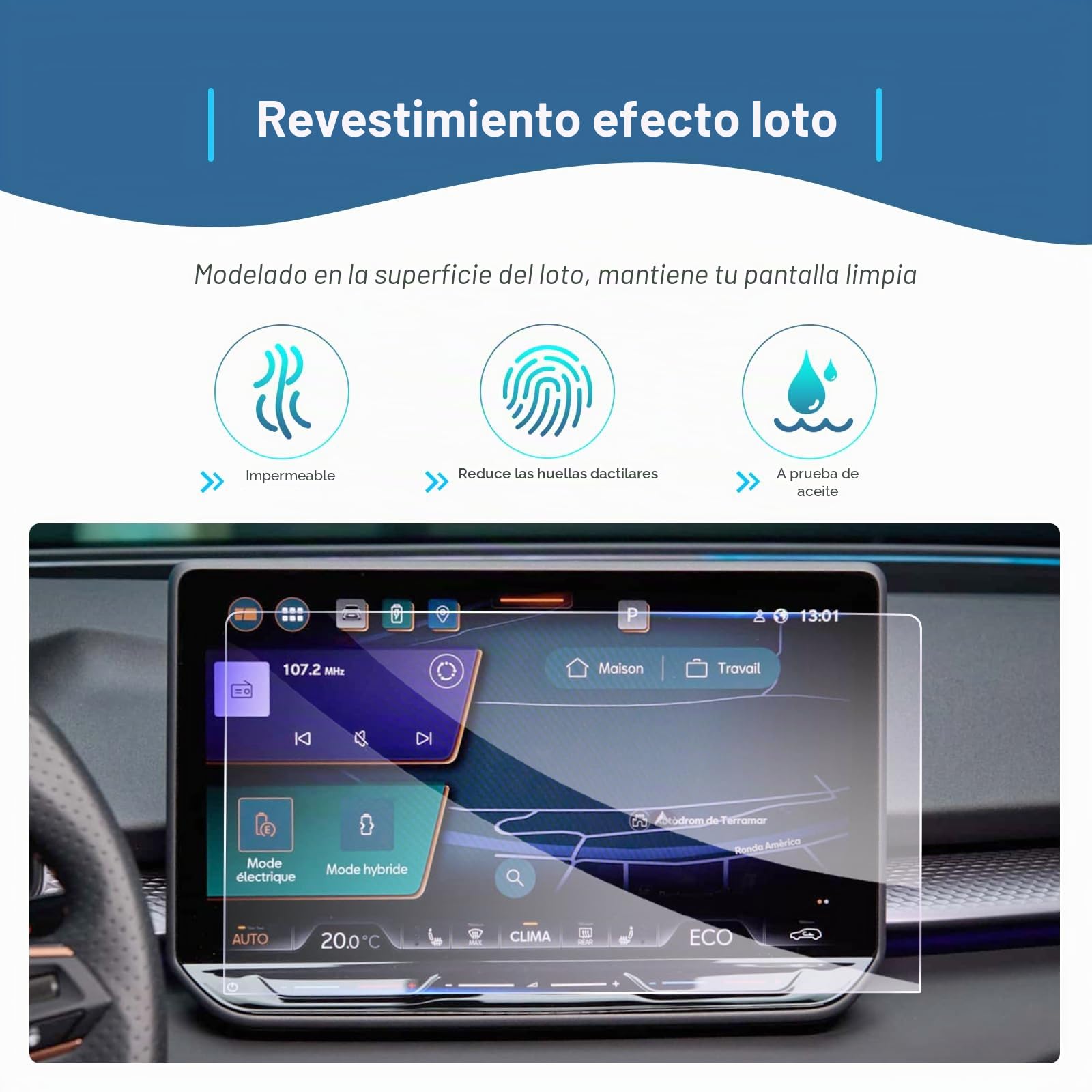 GAFAT Compatible con Cupra Terramar 2025 2026 Hybrid/Plug-in Hybrid 12,9" Navigation Protector de Pantalla, Pantalla de Cristal para Nuevo Terramar 12,9" Touchscreen, 9H Antiarañazos