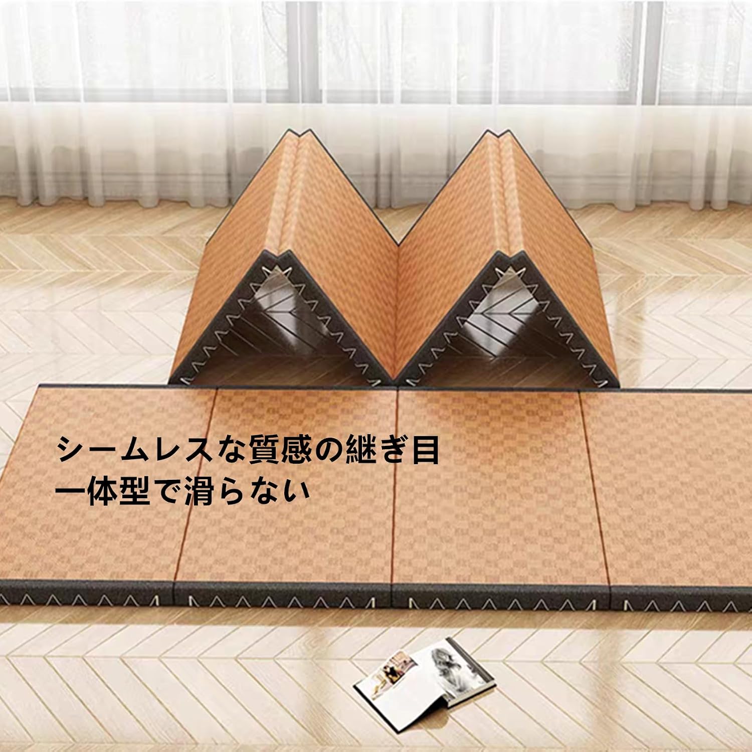 折りたたみマットレス 天然熱圧ココナッツ棕櫚繊維 藤の表面 不織布 