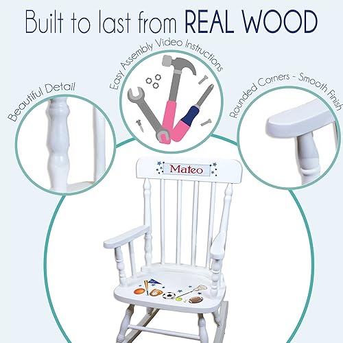 Miniatura 5 de MyBambino Mecedora personalizada de elefante blanco azul marino