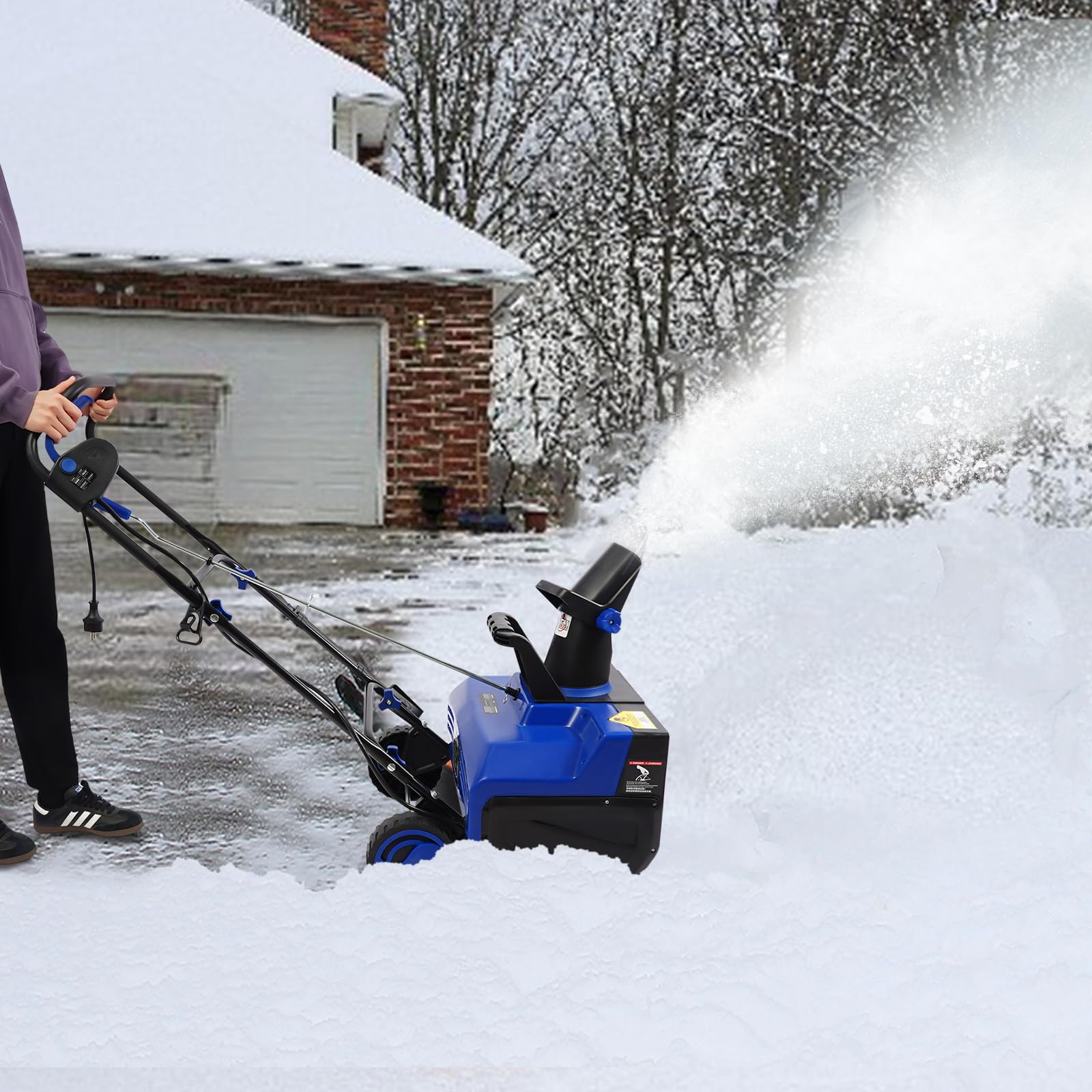 Fraise à neige électrique 2400 W 220 V, largeur 56 cm, portée 7,6 m, éjection rotative 180°