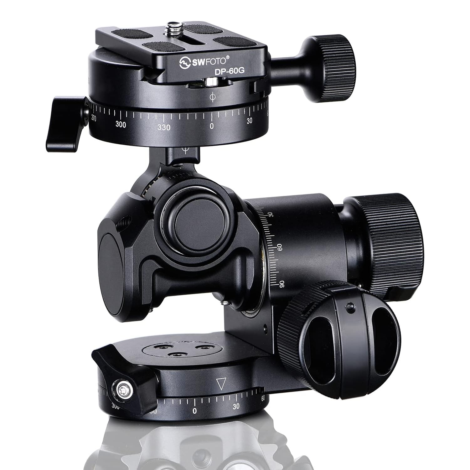 Precision 3-Way Geared Tripod Head | Lightweight Aluminum | Minute Adjustments for Stability | Quick Release Plate | DSLR Compatible | User-Friendly Controls for Professional Precision