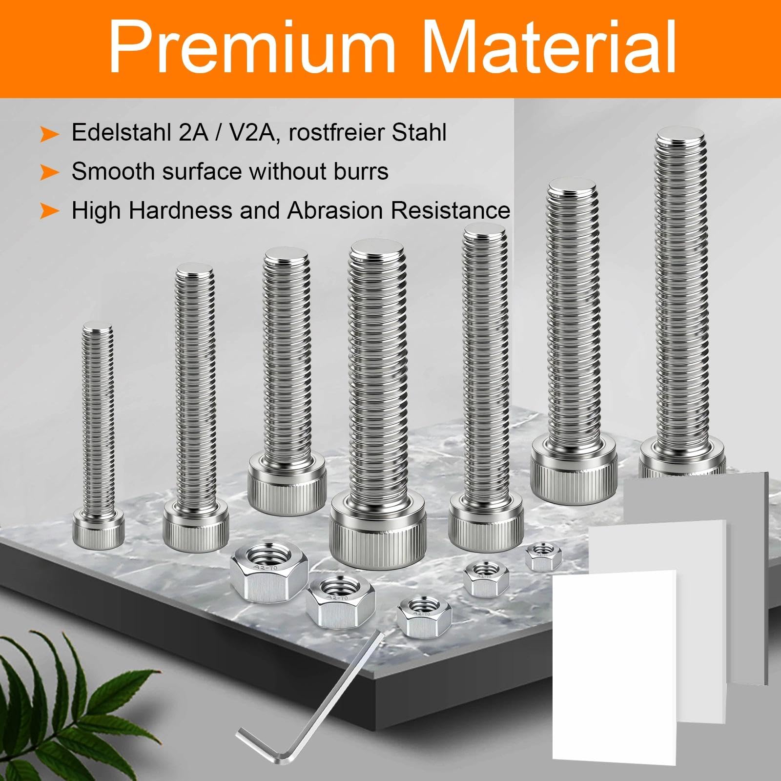 Zestaw śrub cylindrycznych M5 x 50 mm, 30 szt., śruby z łbem cylindrycznym ze stali nierdzewnej, A2 V2A, śruby imbusowe DIN 912, śruby z gniazdem sześciokątnym, śruby z nakrętkami do naprawy
