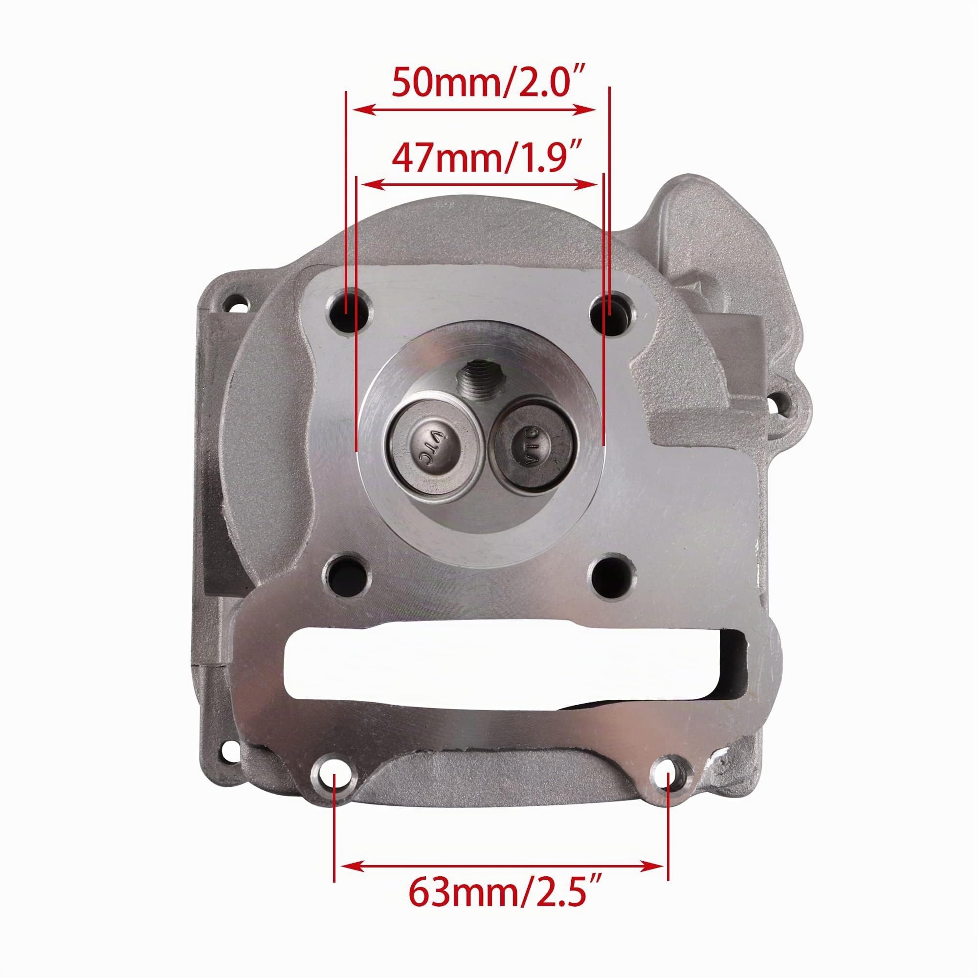 WOOSTAR 47mm Cilindro con Testata con Anello Pistone Kit e Guarnizioni Assemblea Sostituzione per GY6 72cc 80cc Taotao 49cc 50cc 4 Tempi 139QMB 139QMA Motore Scooter Ciclomotore ATV