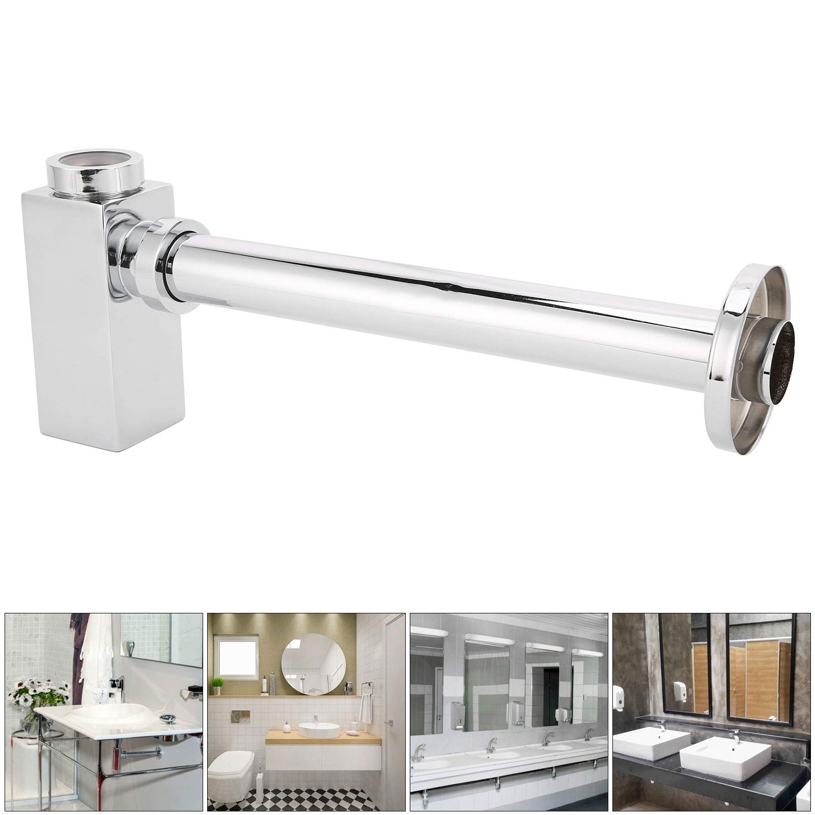 Kit de drenaje de trampa para tubería de desagüe de lavabo de cobre, sifón para fregadero de cocina y baño, accesorios de drenaje antiobstrucción con cubierta extraíble, fácil de