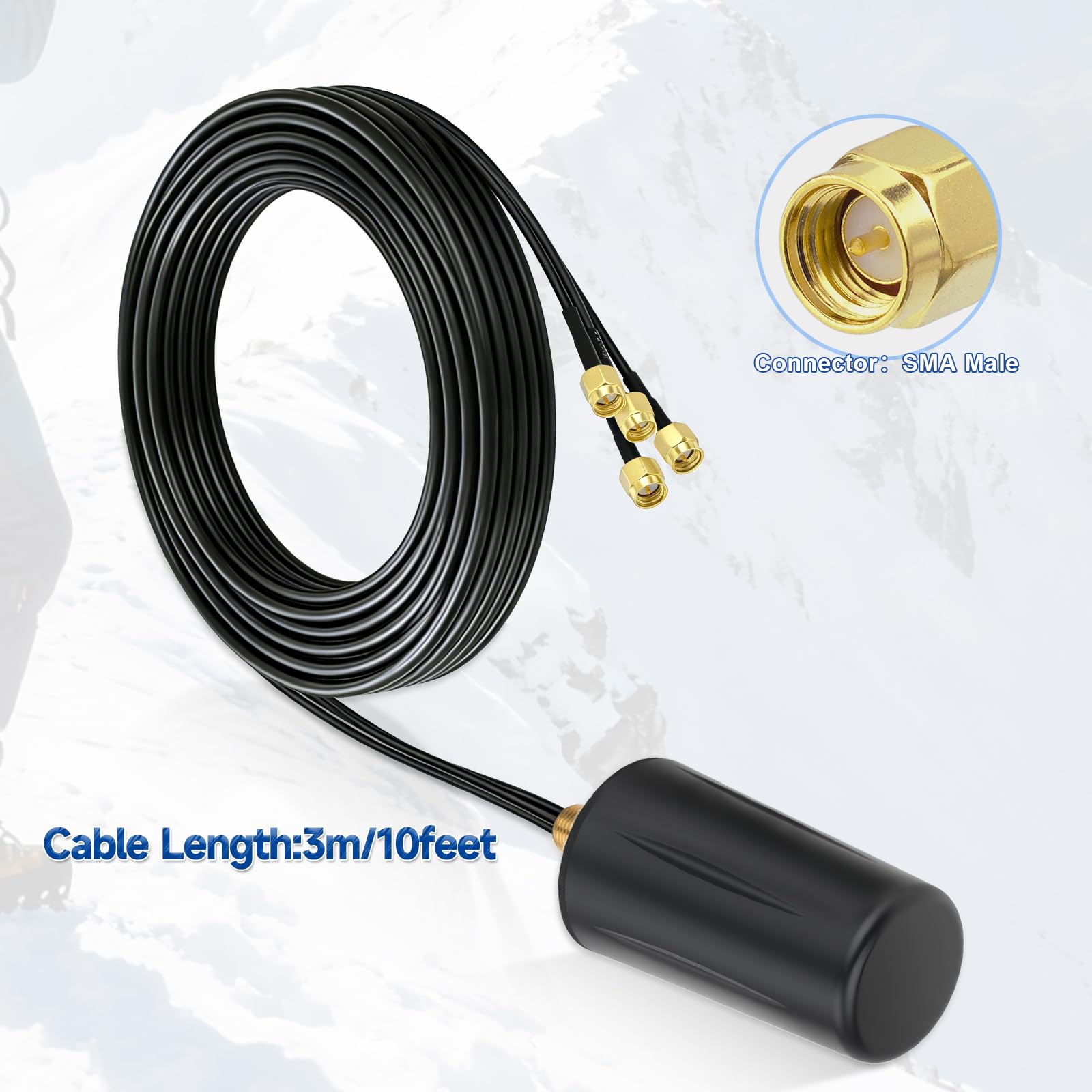 Bingfu Antenne 5G 4G LTE Extérieur Connecteurs Maschio SMA 4 MIMO Omnidirectionnelle avec Câble 3 m, Montage Murale Étanche pour Routeur Cellulaire Hotspot Mobile Passerelle Modem Dispositifs IoT