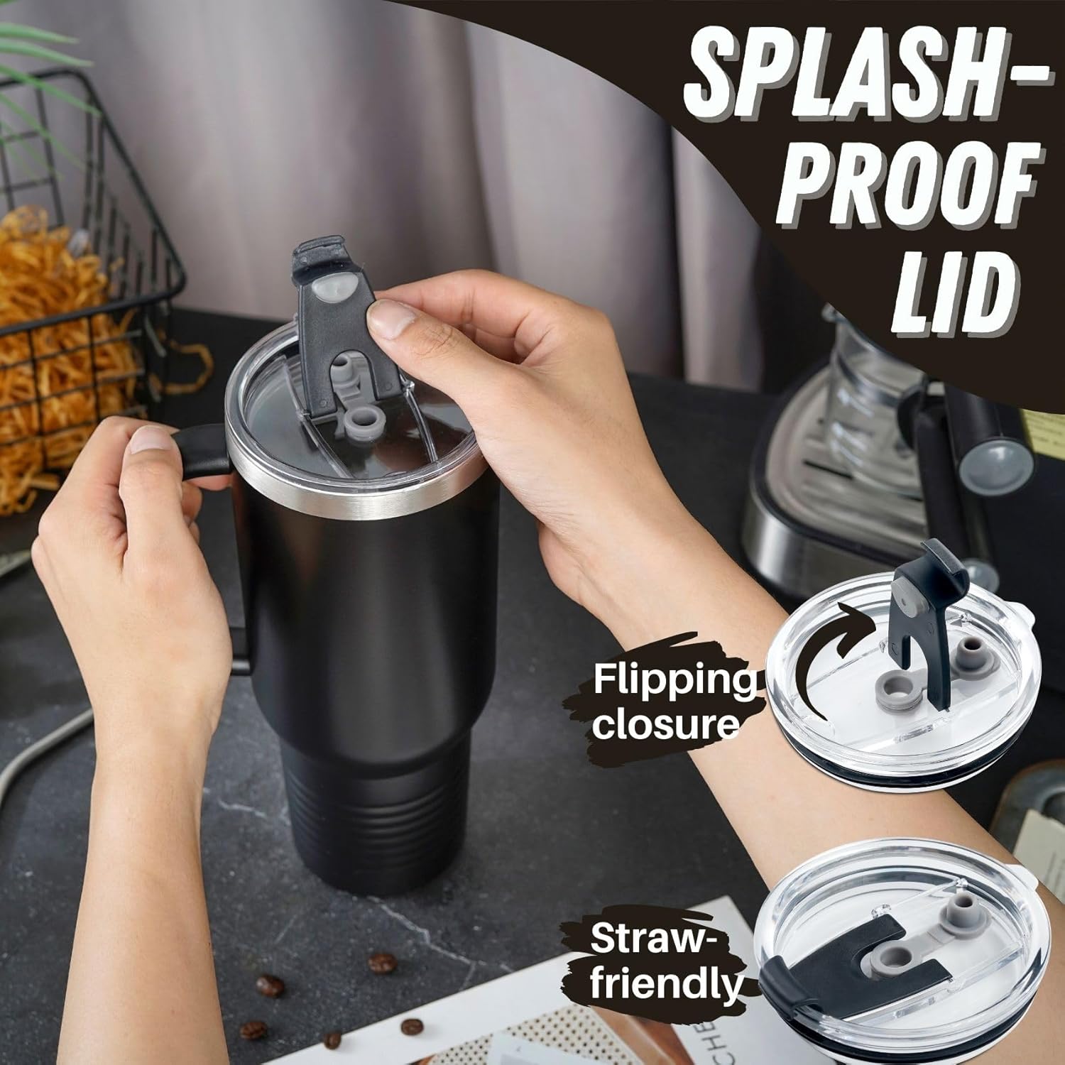 Onebttl Dog Dad Gifts for Men, The Dogfather, 40oz Stainless Steel Travel Mug Tumbler with Handle, Lid and Straw for Dog Dad, Dog Lover, Owner, Black - Image 6