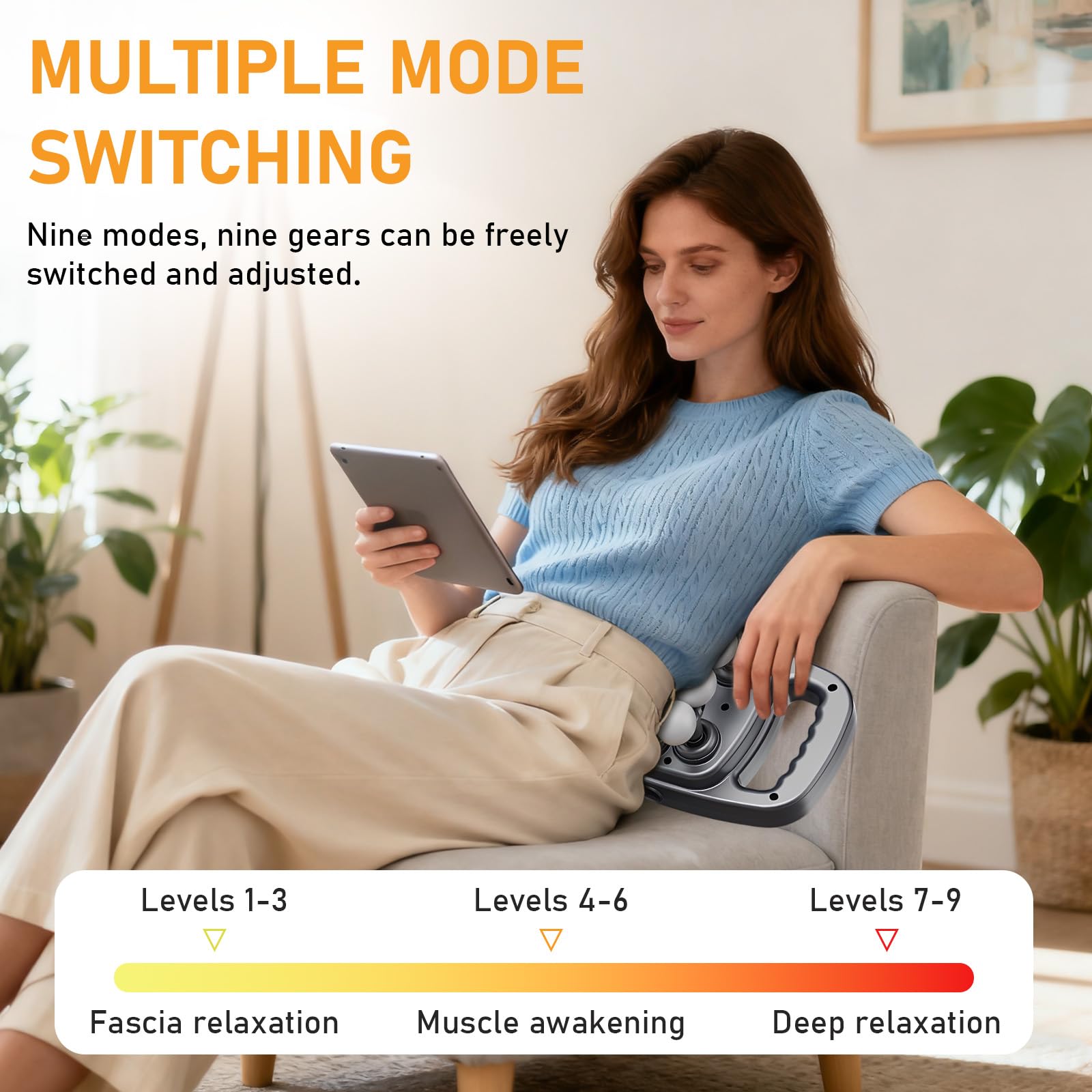 16-Head Massage Gun Deep Tissue Massager, Portable Back Massager with 9 Modes & 9 Intensities, 16-Head Wide Coverage, 50kg Deep Pressure, for Neck, Back, Shoulders, Legs (Basic) - 3