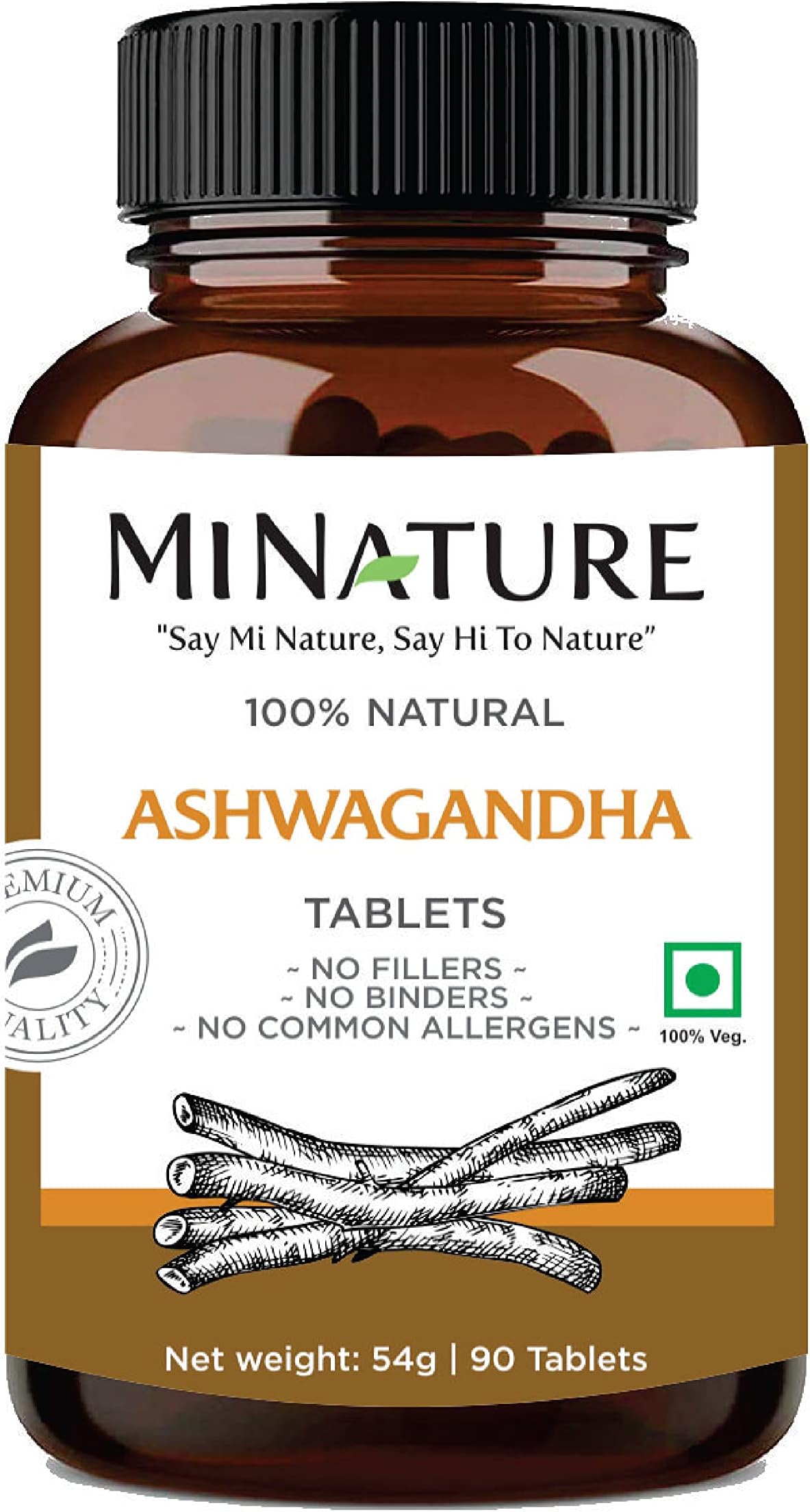 Ashwagandha Tablets- 90 Tablets, 1000 mg by mi Nature | 45 Days Supply |100% Natural Ashwagandha | Vegan | Stress & Mood Tablets | Healthy Immunity | Herbal Tablets | from India