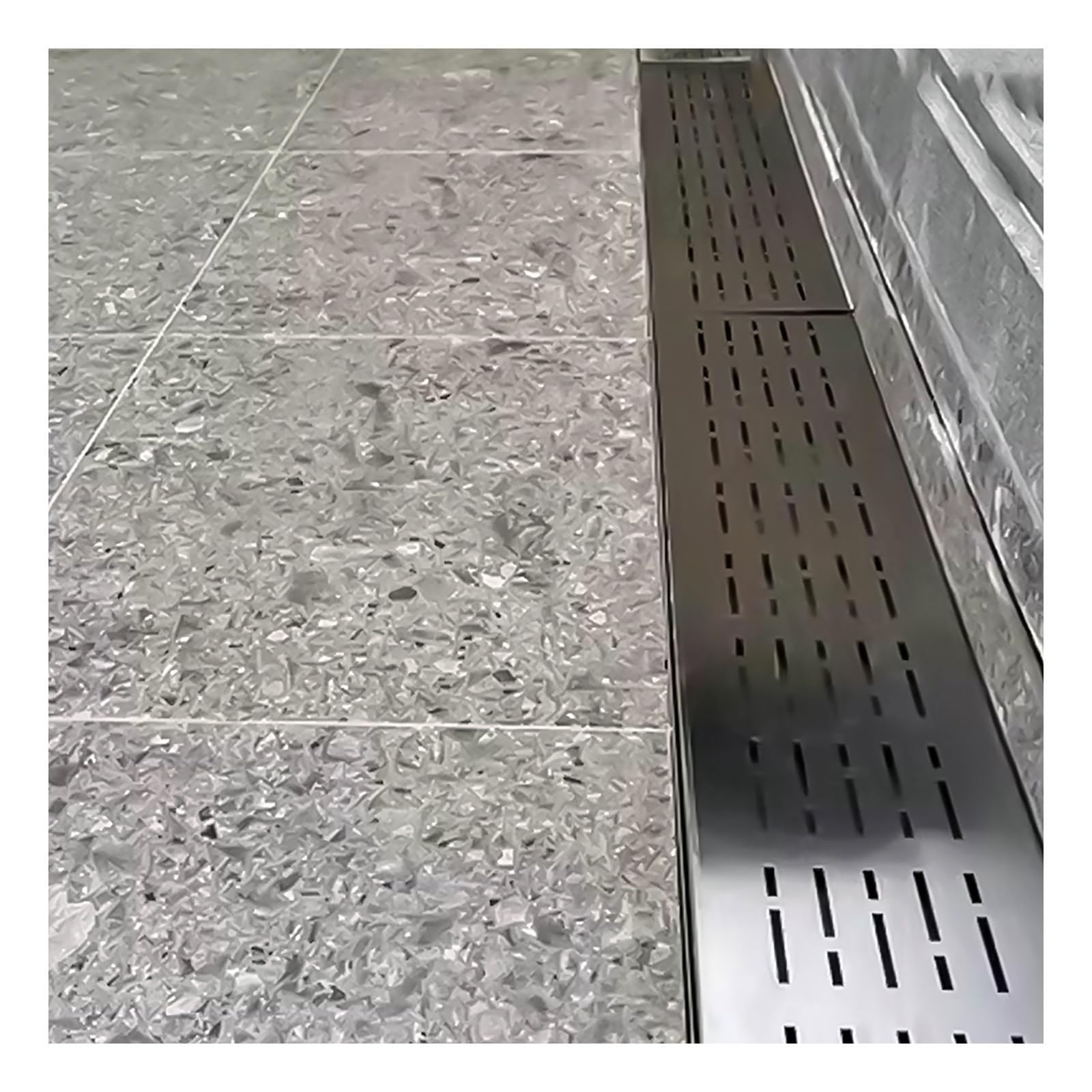GLDYTVF 304 Stainless Steel Drainage Channel with Removable Grate Outdoor Drainage Kit for Efficient Water Flow H5*W7CM (H1.96*W2.75IN)
