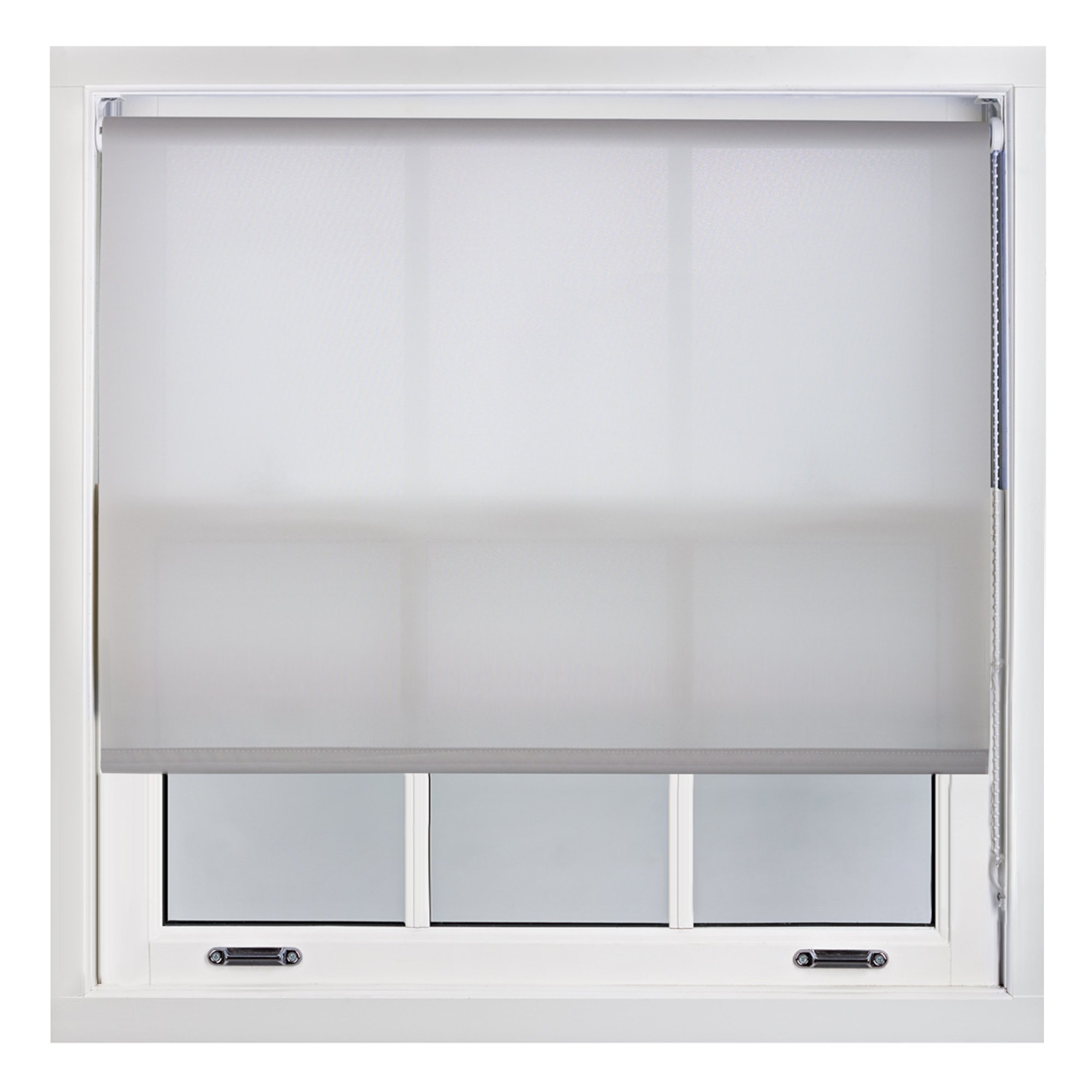 FURNISHED FURNISHED Daylight Roller Blind Trimmable Blinds Window Shade - Easy Install Non-blackout Fabric Complete Roller Blind Kit for Kitchen Living Room Bedroom, Grey, 145W x 165H cm in use