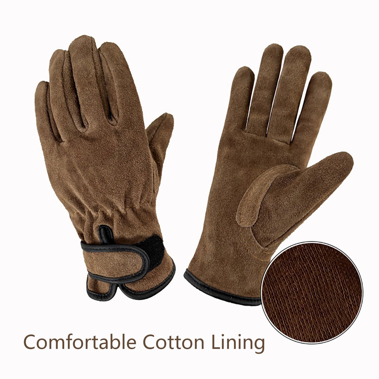 Guanto Da Lavoro con Fodera in Cotone Morbido, Guanti Da Saldatura Resistenti All'abrasione, Guanti Da Cucina in Pelle Bovina ad Isolamento Termico, Guanti Da Barbecue, Guanti Da Forno(L)