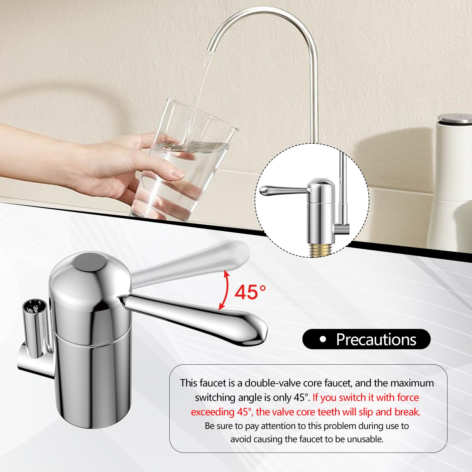 Rubinetto Cucina, Rubinetto per Lavello da Cucina a Una via Compatibile con Amway Espring Filtro Dell'acqua con Beccuccio Girevole a 360 ° Rubinetto Lavello Cucina con Adattatori per Rubinetto