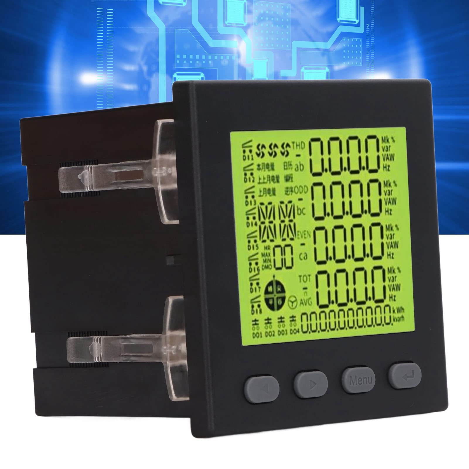 Hyuduo 3-fazowy Miernik Mocy 3-fazowy Licznik Energii Wielofunkcyjny Monitor Zużycia Energii Elektrycznej z komunikacją Obudowa ABS Zmniejszająca palność dla Automatyki Podstacji