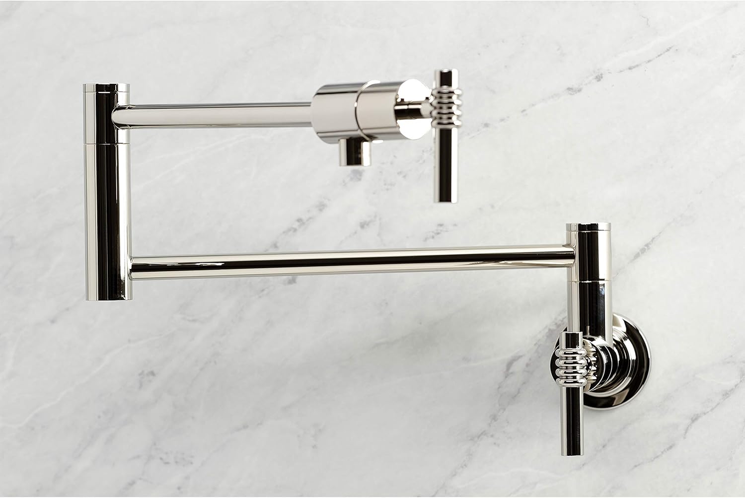 Kingston Brass KS4106ML Milano Wall Mount Pot Filler, Polished Nickel