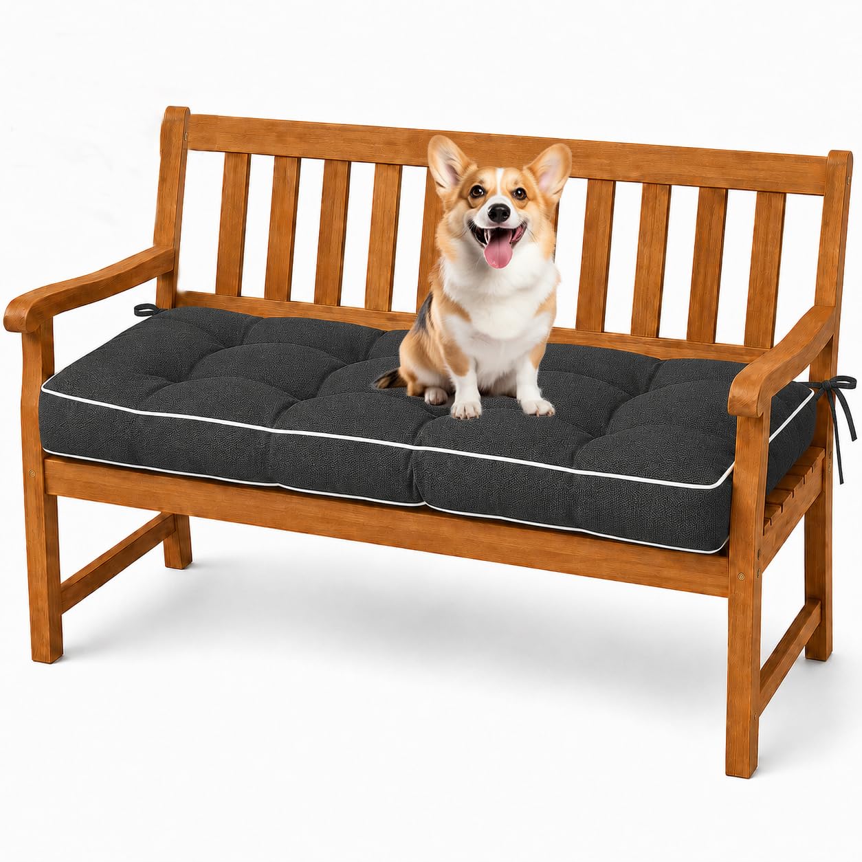 AZMAHT Garden Bench Cushion 2 Seater, outdoor cushions waterproof. Non-Slip Bottom, PP Cotton Filled Pad For Patio Furniture. Vacuum Packed Premium Quality Cover,Dark Gray,80x38x8cm