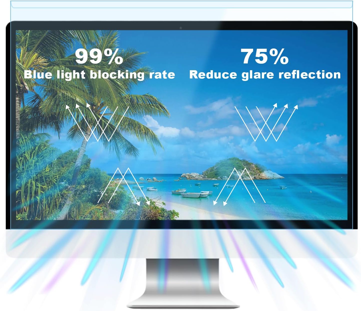 Blue Light Screen Protector for 23 23.6 23.8 24 inch Computer Monitor Hanging Type Blue Light Blocking Filter Panel Anti Scratch Eye Protection Shield for Desktop Computer