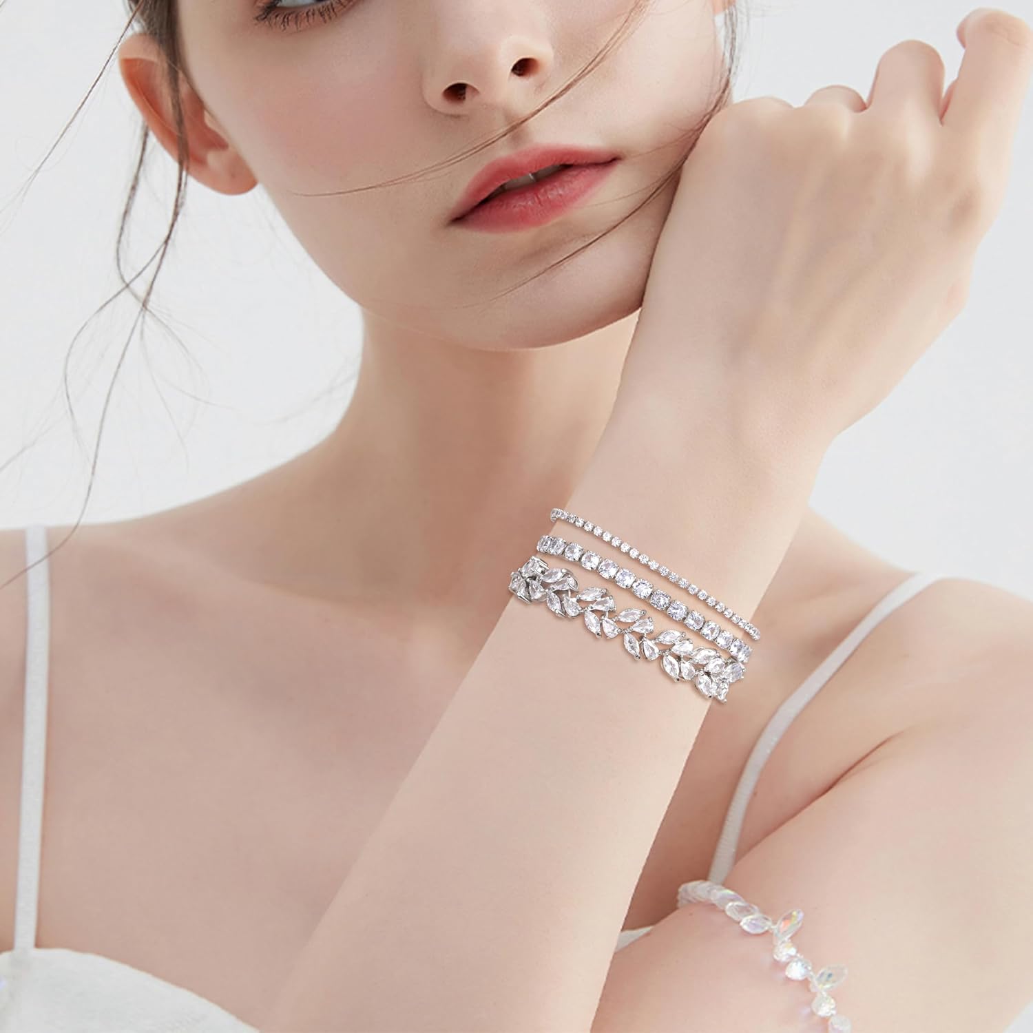 14K Gold Plated Tennis Bracelet Cubic Zirconia Classic Adjustable Bracelet Silver Bracelets for Women Girls Birthday Valentine Mother's Day Jewelry Gift - Image 8