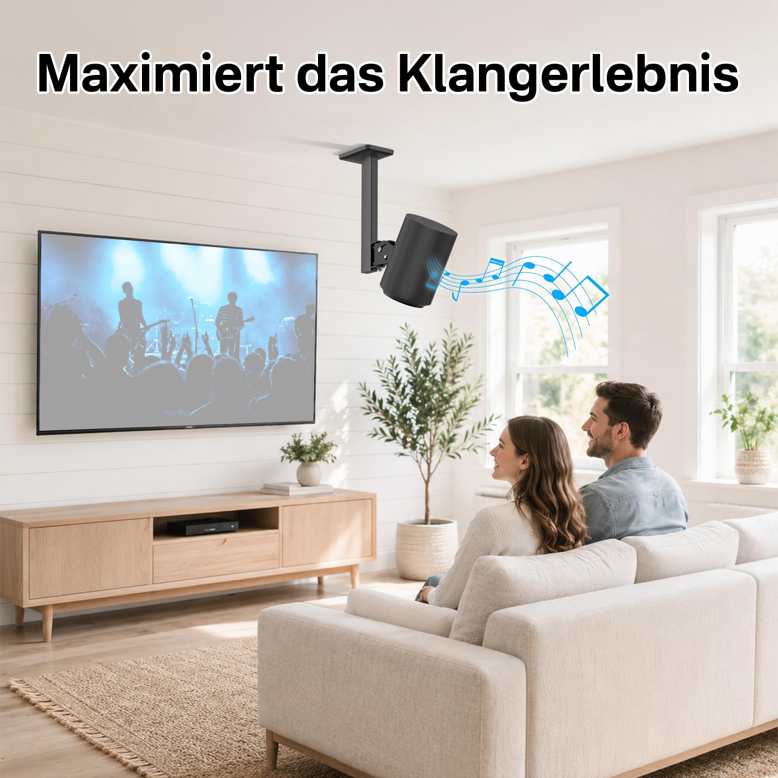 Supporto da soffitto per altoparlanti Sonos Era 100 / Era 100 SL - Inclinazione regolabile +15°/-30° e orientabile ±90° per Sonos Era 100 Staffa di supporto da soffitto per un suono migliorato