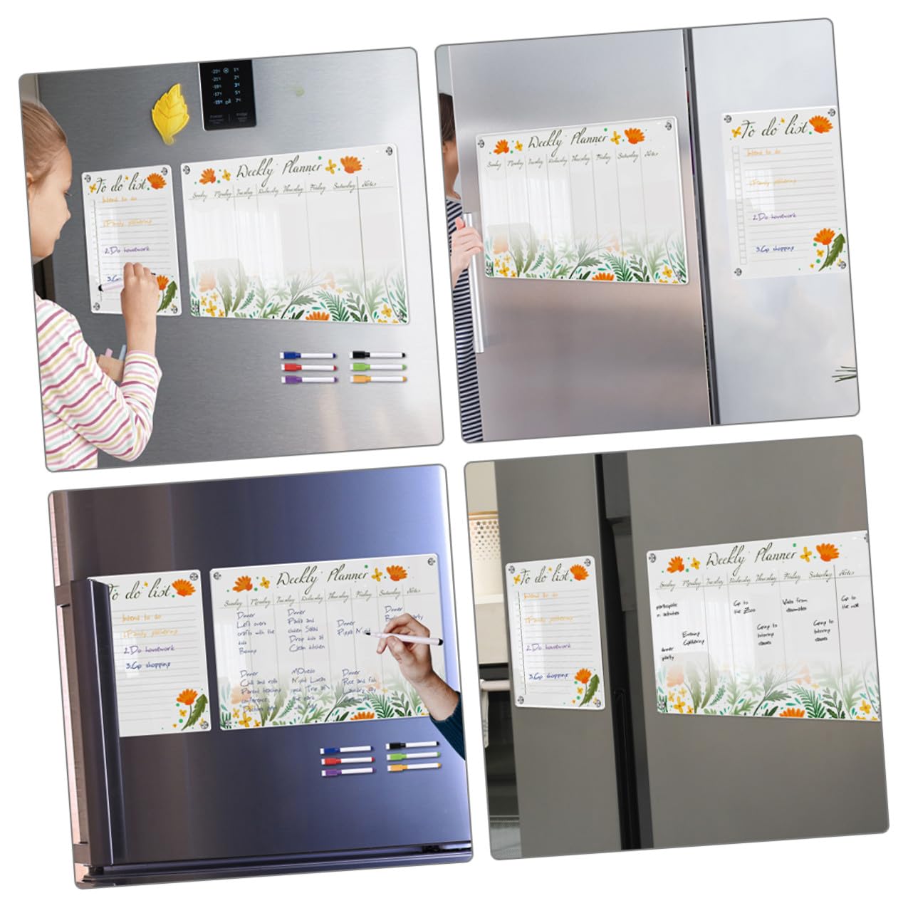 Mobestech Lavagna Magnetica Per Frigorifero A3+a4 in Acrilico Trasparente, Calendario Settimanale Cancellabile a Secco, Planner Magnetico Riutilizzabile Per Organizzazione Cucina e Ufficio