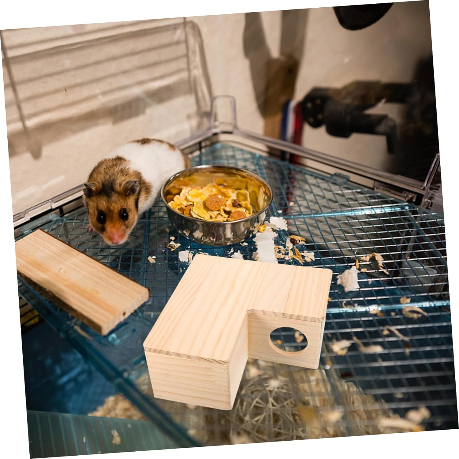 Wooden Hamster House Hideout Multi Chamber Maze for Hamsters Safe and Biting Resistant Habitat Enrichment for Pets Cage Decor