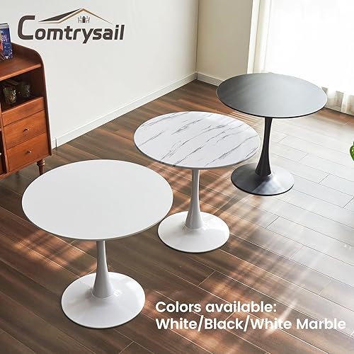 Miniatura 7 de Mesa redonda de tulipanes de comedor para 2, mesa moderna de mediados de siglo con pedestal de metal resistente para cocina, bistró, cafetería, ocio