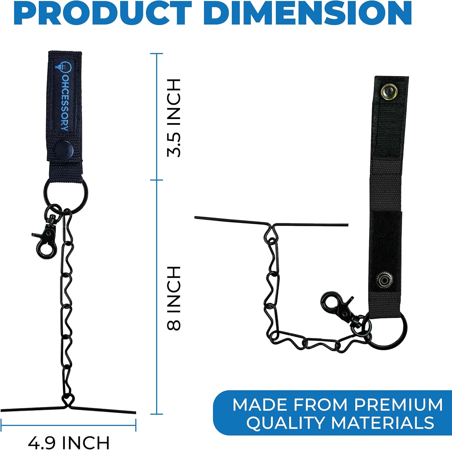 OHLECTRIC OHCESSORY Electricians Tape Holder Chain with Keyring and Trigger Snap Hook Tape Thong with Button Strap for Tool Belt and Tool Pouch Holds up to 10 Rolls of Tape