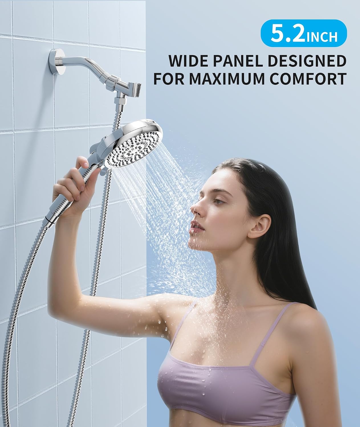 filtered shower head with handheld, 10 spray mode high pressure shower head with filters, shower filter head for hard water, powerful spray for cleaning, 2 replaceable filters included, chrome 10 modes with 2 filters chrome