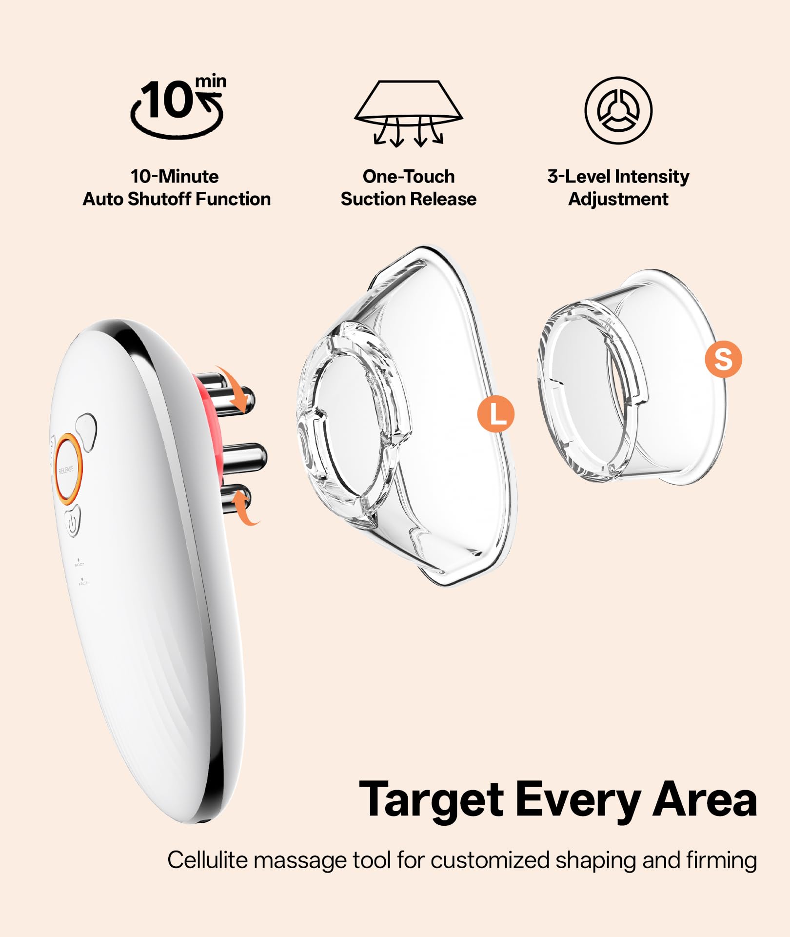 Dopsikn Body Sculpting Machine with Red Light Therapy for Face & Body, Cupping Therapy, Electric Cellulite Massage Tool with 2 Cups, Gift for Women, White: Pure White