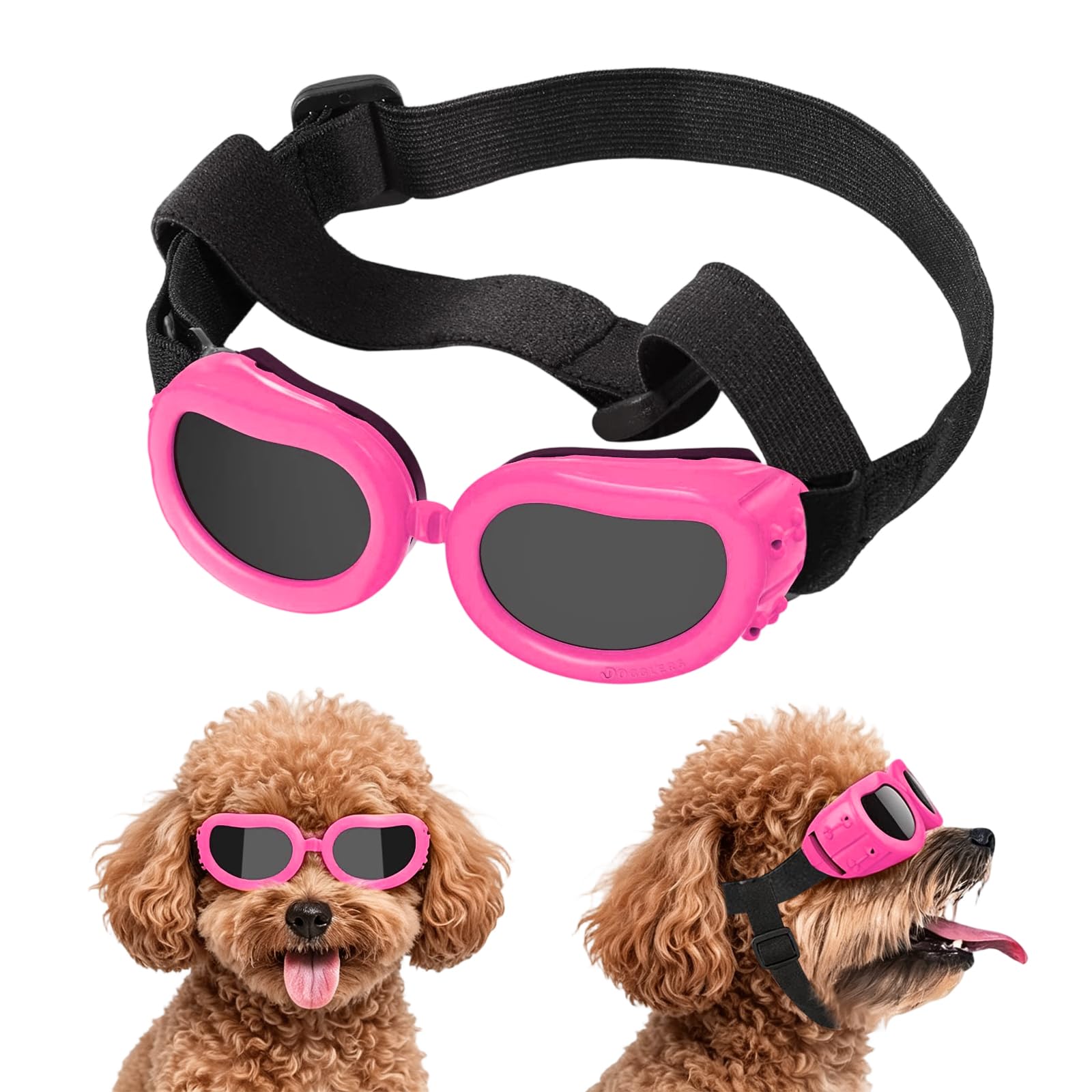 Occhiali da Sole per Cani Piccola, Occhiali Protettivi per Cani, Protezione UV, Impermeabili, Antivento e Antiappannamento, Adatti a Cane e Gatti di Piccola Taglia (Rosa)